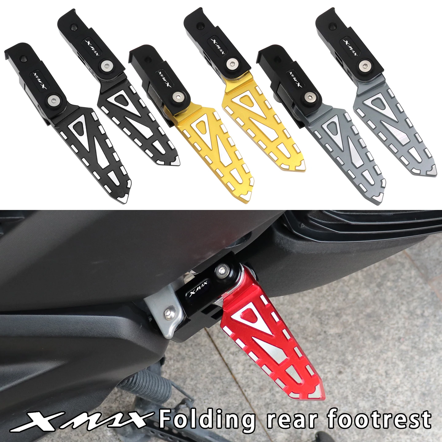 For YAMAHA XMAX300 XMAX250 XMAX125 XMAX 300 250 125 400 Accessories Folding rear Footrests Foot Pegs Move Back Foot Pedals
For YAMAHA XMAX300 XMAX250 XMAX125 XMAX 300 250 125 400 Accessories Folding rear Footrests Foot Pegs Move Back Foot Pedals