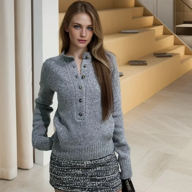 Autumn/winter New Fashion Casual Temperament Solid Color Knitted Top Gray High Quality Comfortable Slim Pullover Women's Sweater
Autumn/winter New Fashion Casual Temperament Solid Color Knitted Top Gray High Quality Comfortable Slim Pullover Women's Sweater