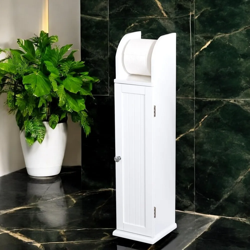 White Slimline Bathroom Cabinet with Integrated Toilet Paper Holder
White Slimline Bathroom Cabinet with Integrated Toilet Paper Holder