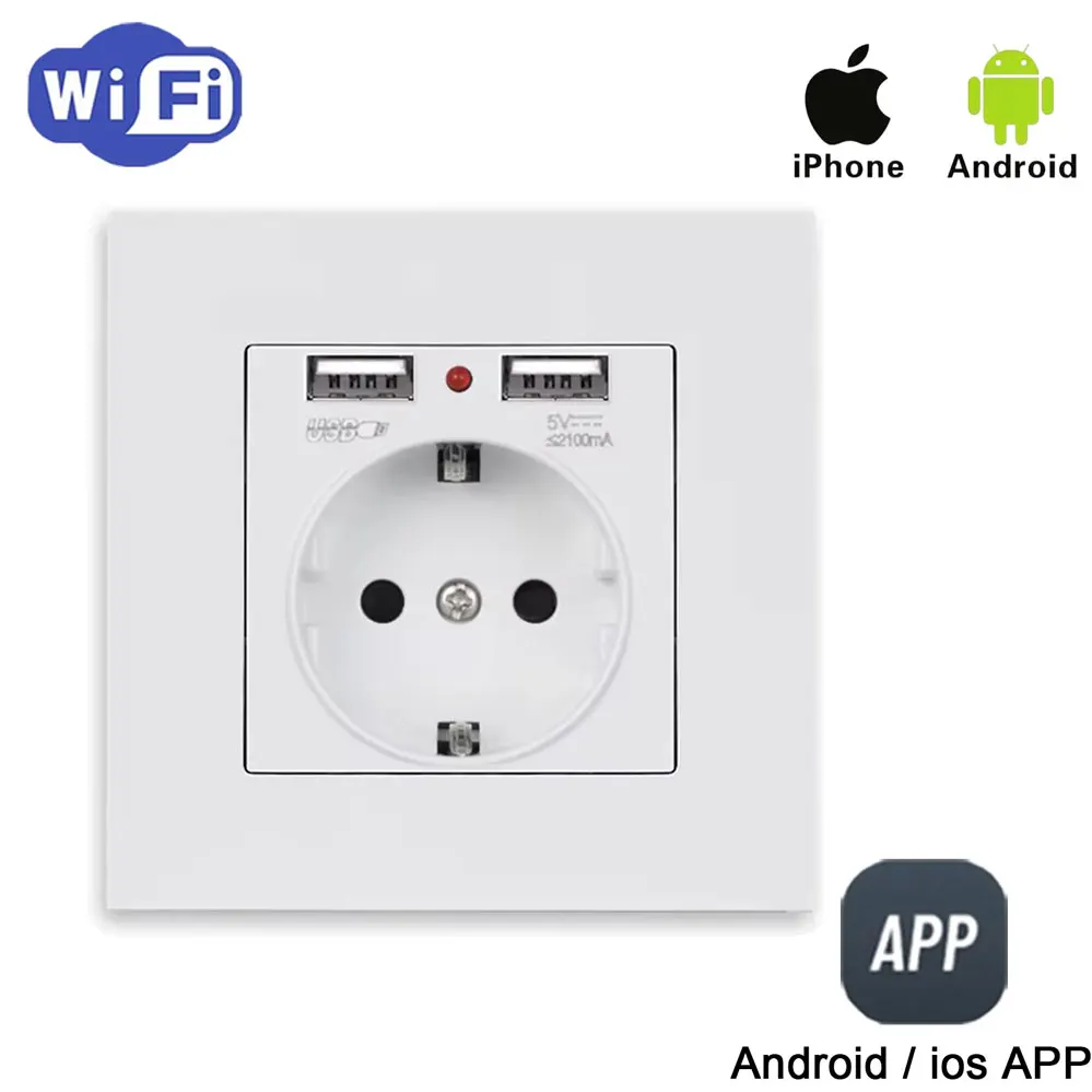 Multi functional home WIFI control socket, USB socket. Equipped with dual USB sockets. WIFI version, supports IOS and Android
Multi functional home WIFI control socket, USB socket. Equipped with dual USB sockets. WIFI version, supports IOS and Android