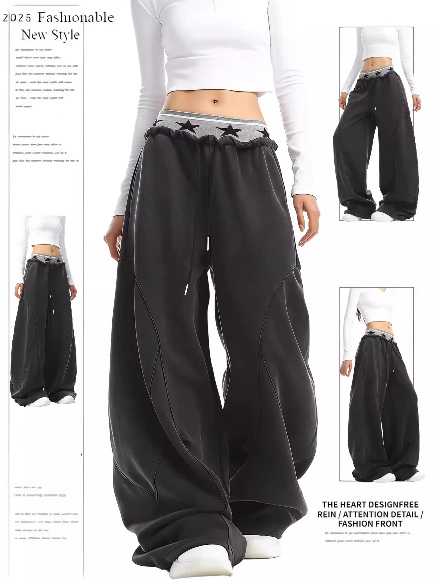American Style Spliced Wide Leg Sporty Casual Pants Women's Spring 2026 Trendy Loose Slimming Trousers Natural Waist Elastic ...
American Style Spliced Wide Leg Sporty Casual Pants Women's Spring 2026 Trendy Loose Slimming Trousers Natural Waist Elastic ...