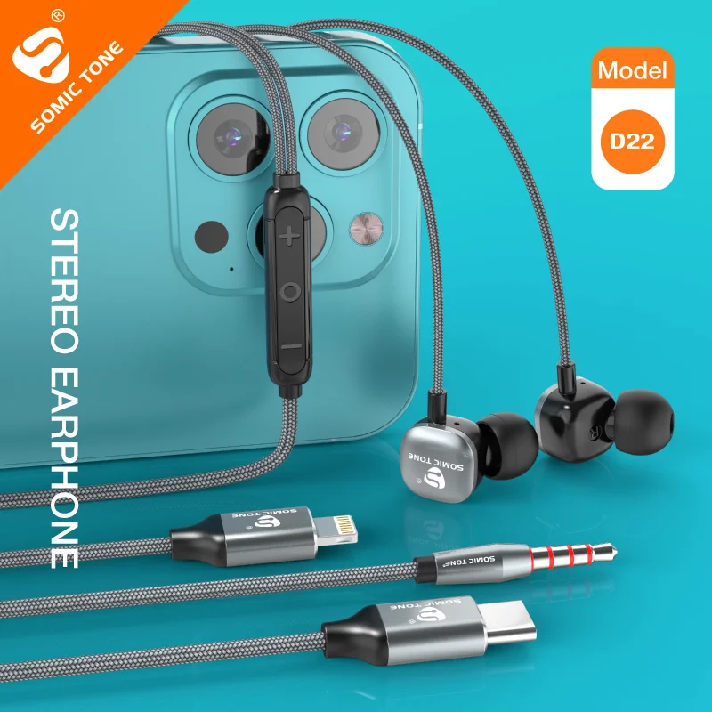 SOMIC TONE Wired Headphone With Microphone In Ear Stereo Earphone 3.5mm USB Type C Lightning Headphone For iPhone Samsung Xiaomi
SOMIC TONE Wired Headphone With Microphone In Ear Stereo Earphone 3.5mm USB Type C Lightning Headphone For iPhone Samsung Xiaomi