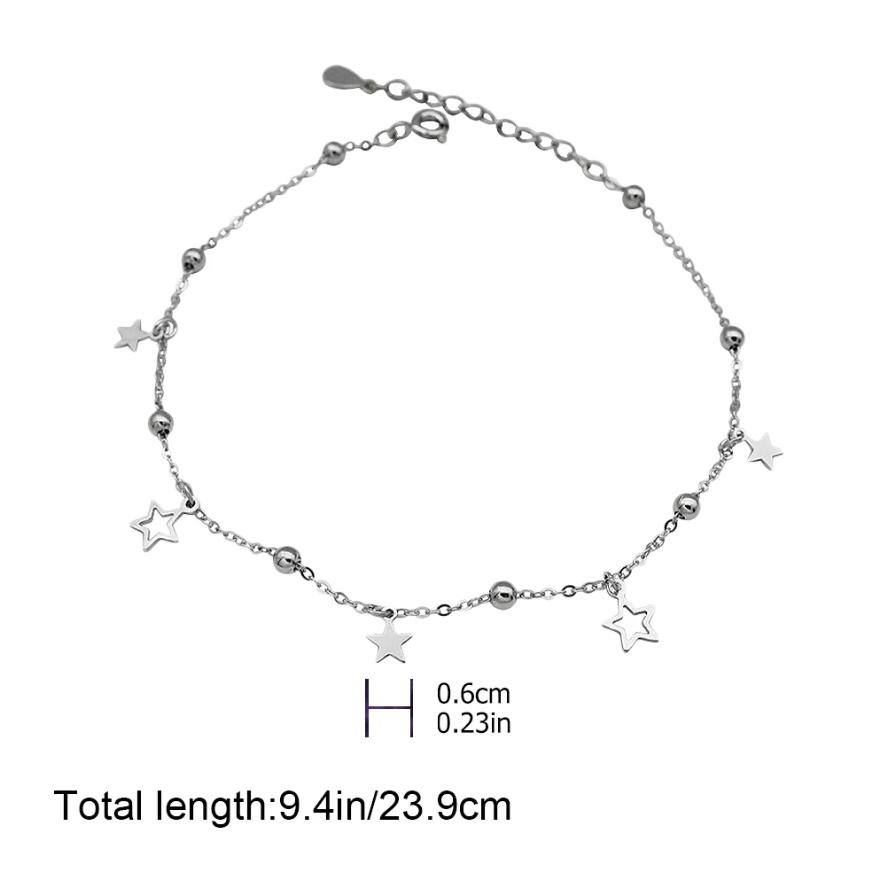 Sterling Silver Anklet Pure Silver Foot Chain Adjustable Ankle Jewelry Women Fashion Creative Star Anklelets Popular Accessories
Sterling Silver Anklet Pure Silver Foot Chain Adjustable Ankle Jewelry Women Fashion Creative Star Anklelets Popular Accessories