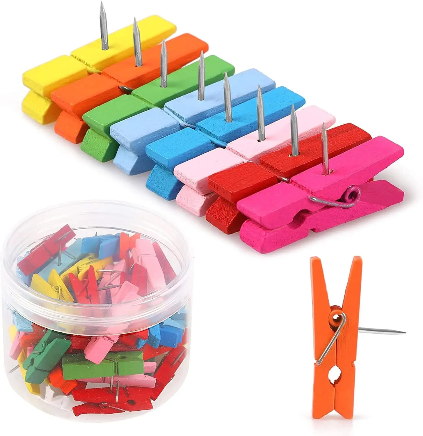 50 Pcs Colorful Push Pins with Wooden Clips, Decorative Thumbtacks for Cork Board, Photos, Notes, Art Projects, Office & Home (8 Colors)
50 Pcs Colorful Push Pins with Wooden Clips, Decorative Thumbtacks for Cork Board, Photos, Notes, Art Projects, Office & Home (8 Colors)