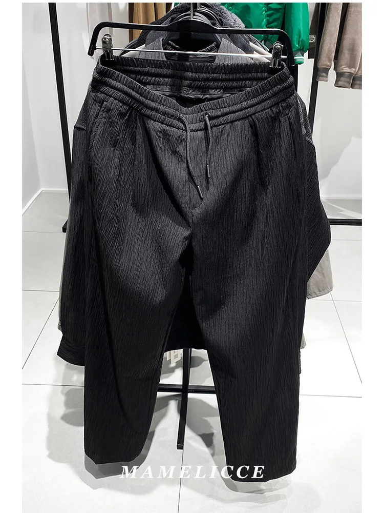 MAMELICCE Original design Textured loose-fitting drawstring casual pants simple long pants casual Wide leg pants man
MAMELICCE Original design Textured loose-fitting drawstring casual pants simple long pants casual Wide leg pants man