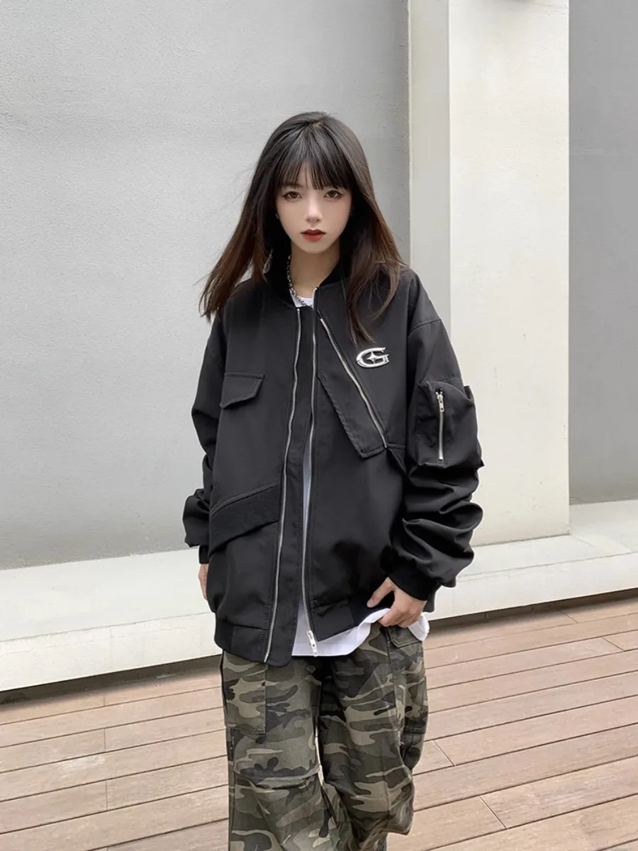 American Street Style Loose Women's Baseball Jacket Asymmetric Pilot Workwear Coat Spring Autumn Straight Body Fit Zipper Clo...
American Street Style Loose Women's Baseball Jacket Asymmetric Pilot Workwear Coat Spring Autumn Straight Body Fit Zipper Clo...