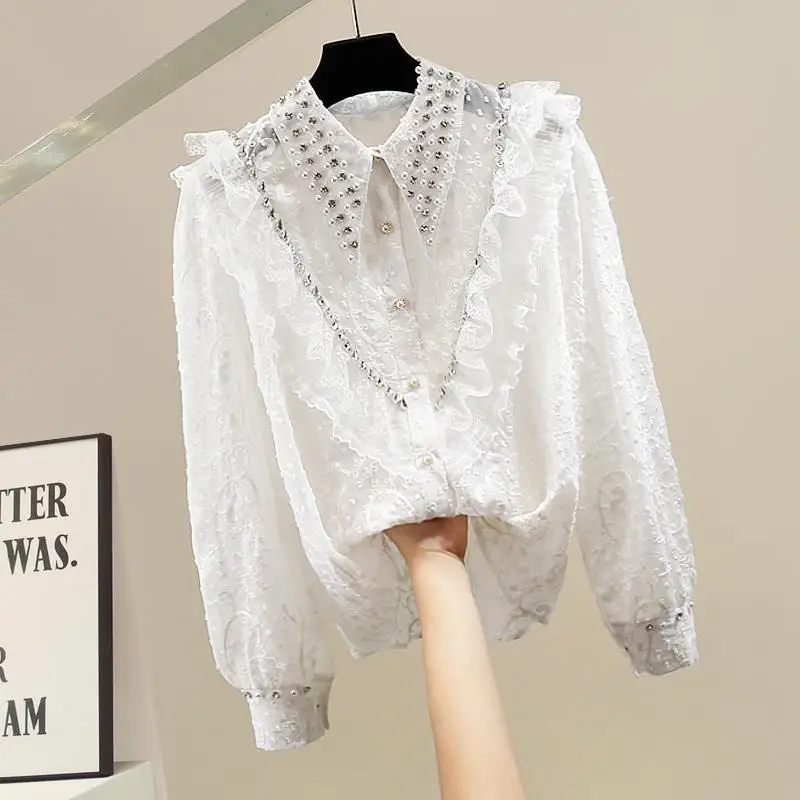 Fashion Lace Blouse for Women Heavy Industry Beads with Diamonds Design Sense Chic Shirt Spring New Loose Versatile Top Ladies
Fashion Lace Blouse for Women Heavy Industry Beads with Diamonds Design Sense Chic Shirt Spring New Loose Versatile Top Ladies