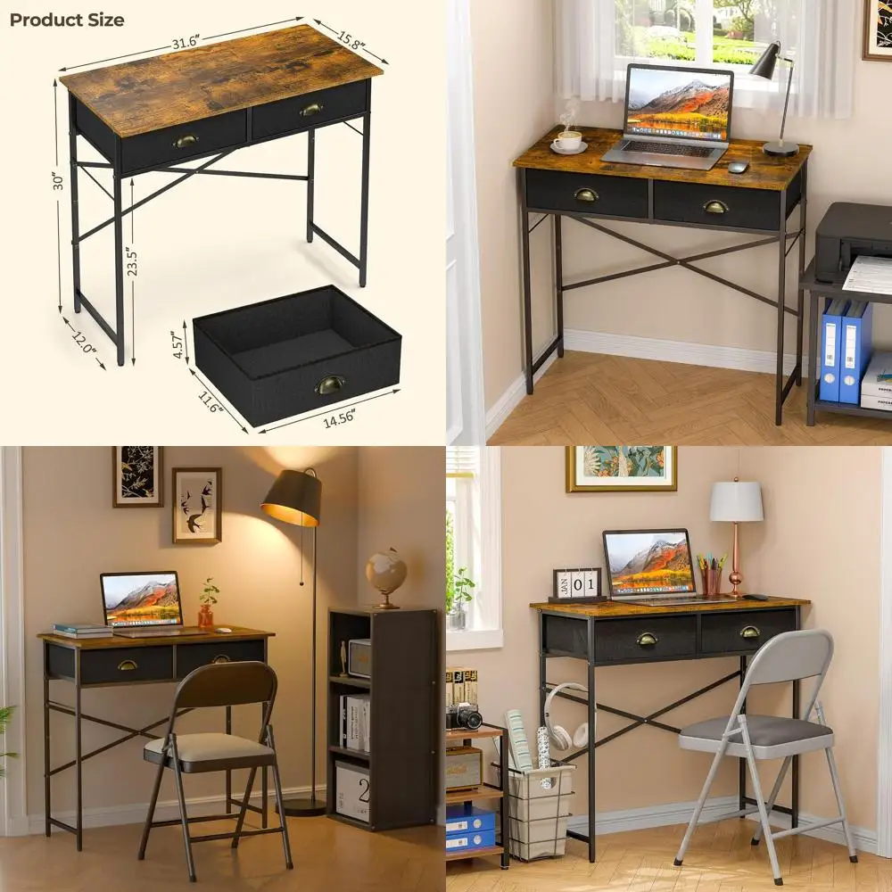 Compact Kids Desk for Small Spaces: 31.5 Fabric Drawers Study Table in Rustic Brown
Compact Kids Desk for Small Spaces: 31.5 Fabric Drawers Study Table in Rustic Brown