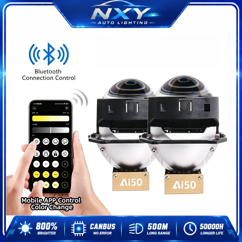 NXY 3 inch Bi-LED Projector Lens 130W Tri-Color 3000K 4300K 6000K Bluetooth APP Control Car Headlight Retrofit Lamps Ai50
NXY 3 inch Bi-LED Projector Lens 130W Tri-Color 3000K 4300K 6000K Bluetooth APP Control Car Headlight Retrofit Lamps Ai50