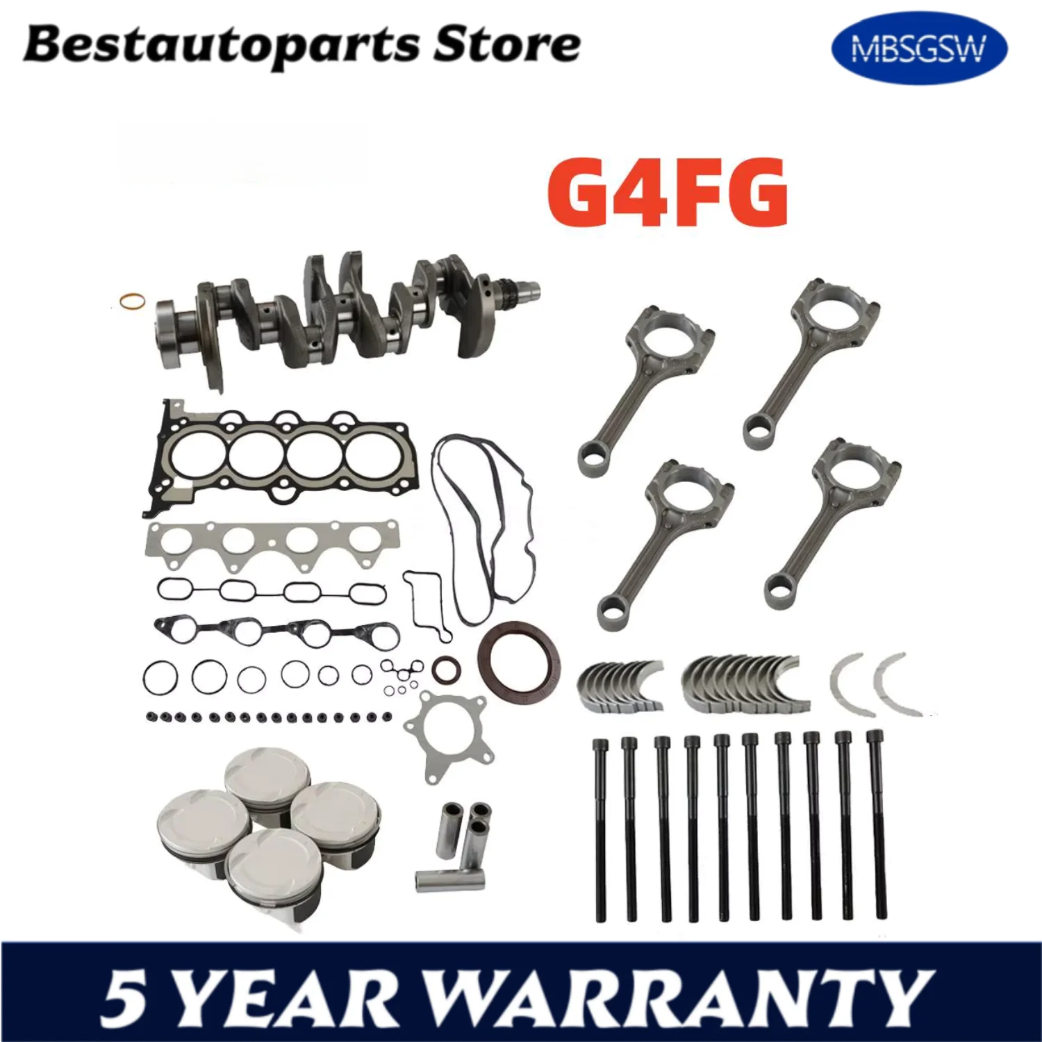 G4FG Engine Gasket Connecting Rod Crankshaft Pistons Rings Set For Hyundai Accent Verna Creta Elantra HB20 Kia Forte Cerato 1.6L
G4FG Engine Gasket Connecting Rod Crankshaft Pistons Rings Set For Hyundai Accent Verna Creta Elantra HB20 Kia Forte Cerato 1.6L