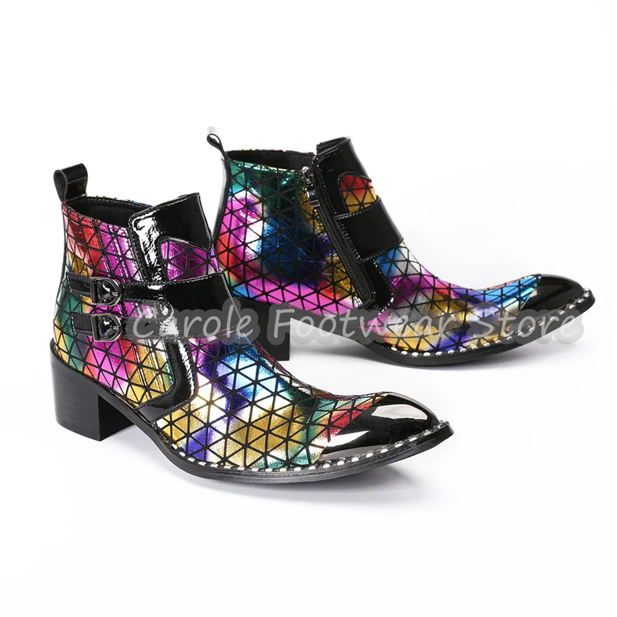Men Multicolor Pointed Toe Buckle Strap Ankle Boots New Fashion Male High Heel Chelsea Boots Wedding Business Party Dress Shoes
Men Multicolor Pointed Toe Buckle Strap Ankle Boots New Fashion Male High Heel Chelsea Boots Wedding Business Party Dress Shoes