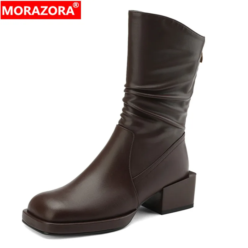 MORAZORA 2024 New Size 33-40 Square Med Heels Shoes Woman Zipper Ladies Platform Ankle Boots Genuine Leather Winter Boots
MORAZORA 2024 New Size 33-40 Square Med Heels Shoes Woman Zipper Ladies Platform Ankle Boots Genuine Leather Winter Boots