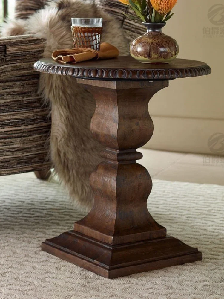 American Vintage Engraving Solid Wood round Antique Living Room Small Coffee Table
American Vintage Engraving Solid Wood round Antique Living Room Small Coffee Table