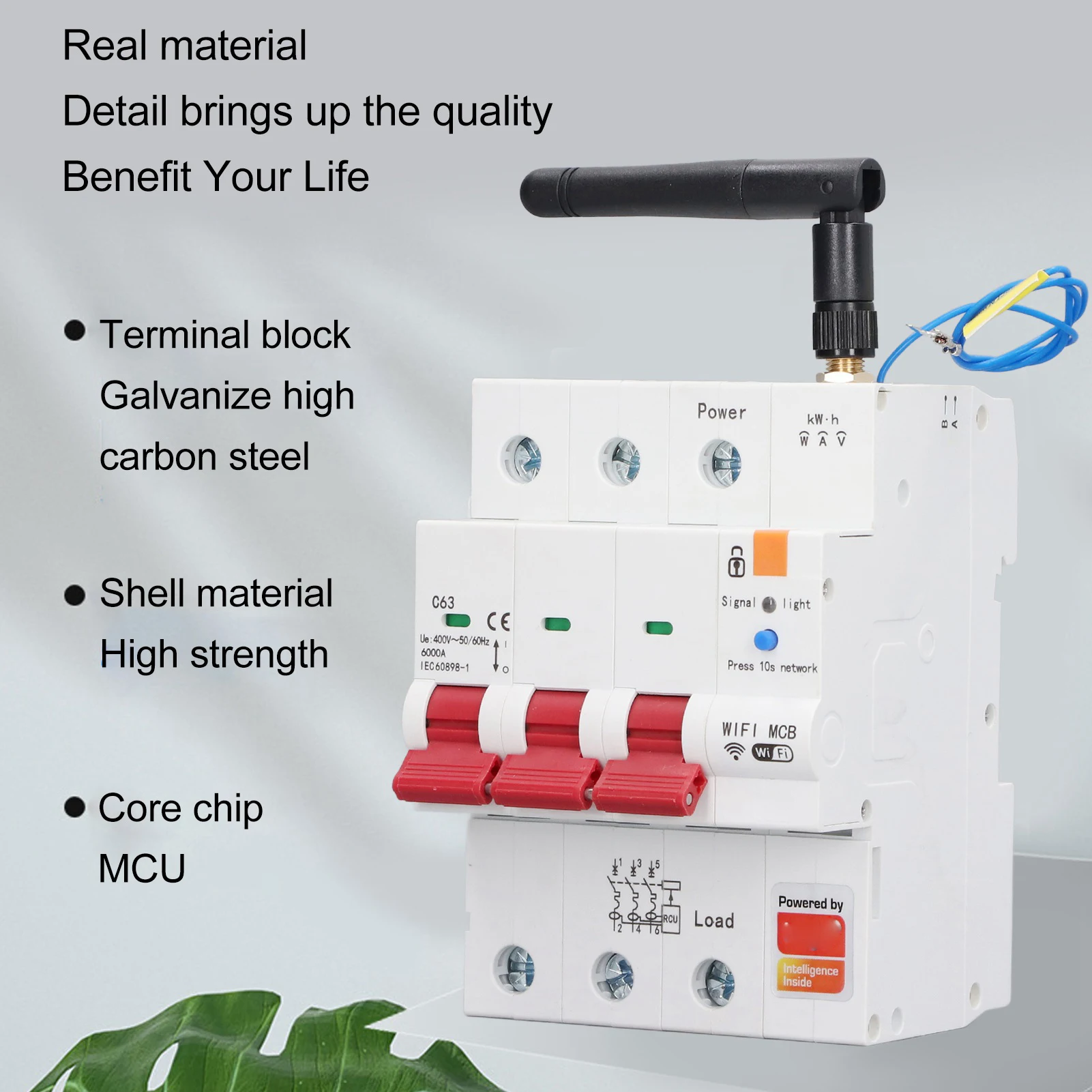 Автоматический выключатель с Wi-Fi AC400V, 3P 63A, с дистанционным управлением, таймером и функцией защиты от утечки тока
Автоматический выключатель с Wi-Fi AC400V, 3P 63A, с дистанционным управлением, таймером и функцией защиты от утечки тока