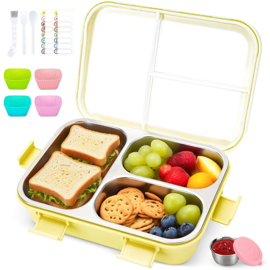Stainless Steel Lunch Box 3 Compartments Leak Proof Metal Bento Box for School and Outdoor Activities Snack Containers with Con
Stainless Steel Lunch Box 3 Compartments Leak Proof Metal Bento Box for School and Outdoor Activities Snack Containers with Con
