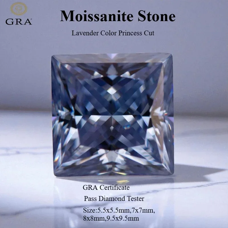 Wholesale Moissanite Stone Princess Cut Lavender Color Charms Gemstone Advanced Jewelry Rings Earrings Making Wholesale with Cer
Wholesale Moissanite Stone Princess Cut Lavender Color Charms Gemstone Advanced Jewelry Rings Earrings Making Wholesale with Cer