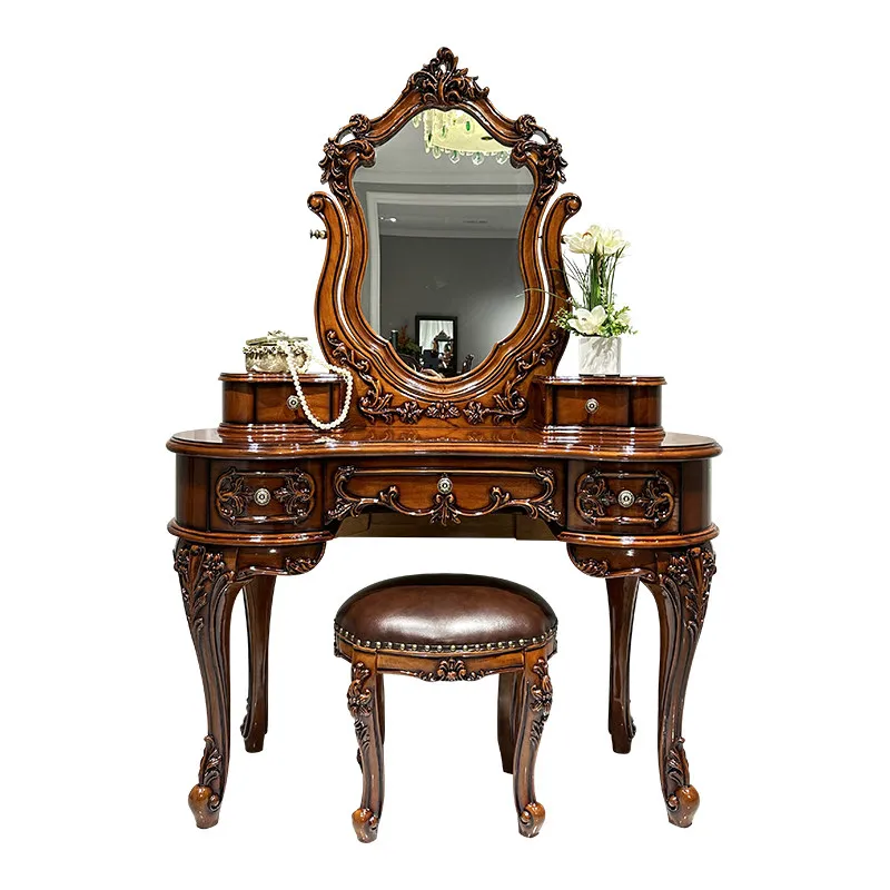 LMM European all-solid wood dresser carved retro bedroom storage integrated makeup table
LMM European all-solid wood dresser carved retro bedroom storage integrated makeup table