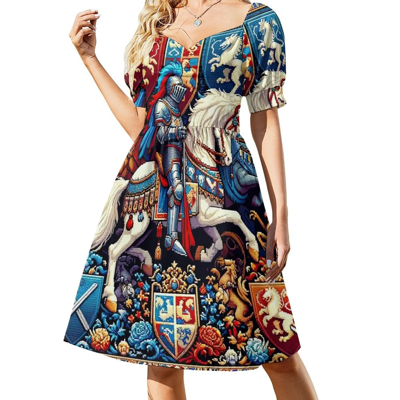 seamless pattern knight kingdom designs and elements reminiscent of mythical creatures or medieval scenes Short-Sleeved Dress
seamless pattern knight kingdom designs and elements reminiscent of mythical creatures or medieval scenes Short-Sleeved Dress