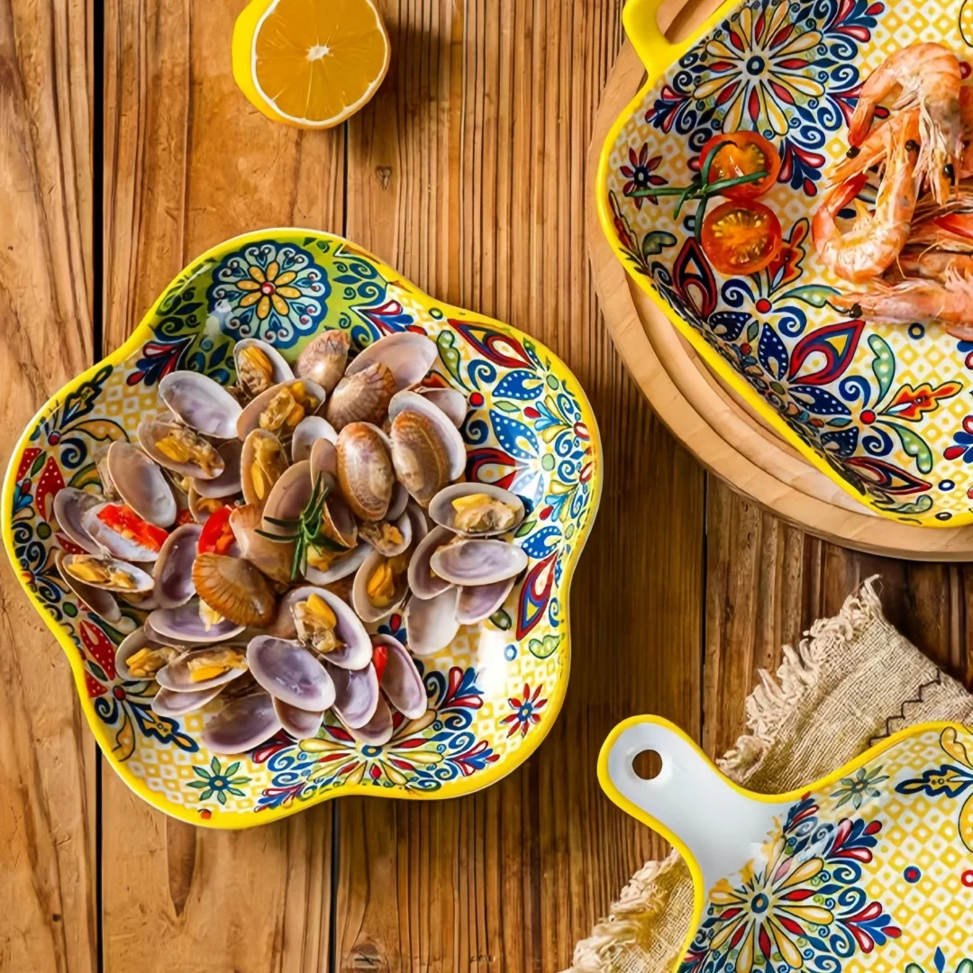 Богемный керамический набор обеденных тарелок в форме цветка, бытовая дорогая тарелка для салата, новая тарелка для макарон, столовые приборы с цветочным узором
Богемный керамический набор обеденных тарелок в форме цветка, бытовая дорогая тарелка для салата, новая тарелка для макарон, столовые приборы с цветочным узором