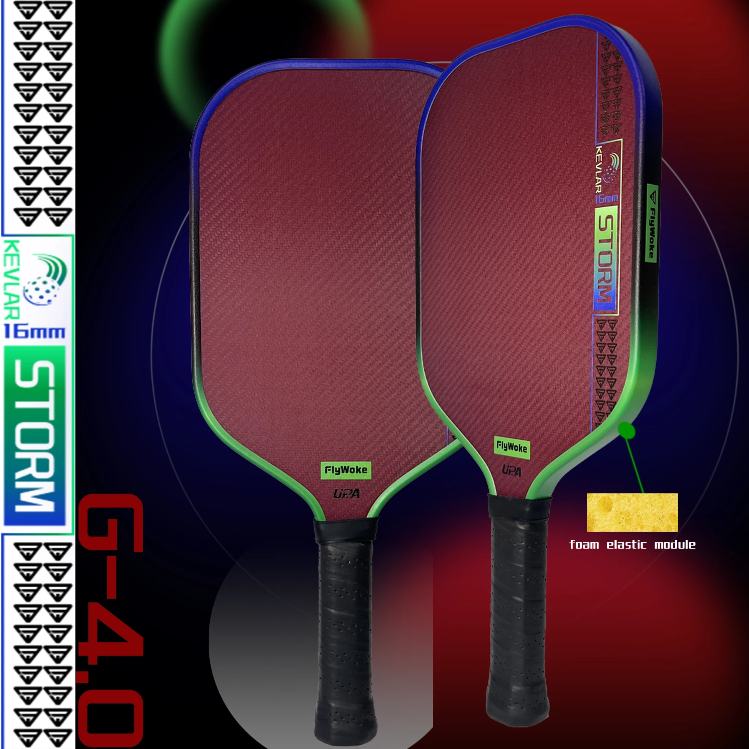 FlyWoke G-4.0 Red Pure Kevlar Carbon Fiber Pickleball Paddle Texture Matte Finish Color Gradient Edge Strip Large Sweet Spot
FlyWoke G-4.0 Red Pure Kevlar Carbon Fiber Pickleball Paddle Texture Matte Finish Color Gradient Edge Strip Large Sweet Spot