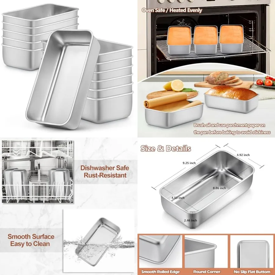 Bread Loaf Pans Set of, x5 Inch Stainless Steel Bread Baking Pans for Homemade Sourdough, Sandwich, Meatloaf, Easy Release Dish
Bread Loaf Pans Set of, x5 Inch Stainless Steel Bread Baking Pans for Homemade Sourdough, Sandwich, Meatloaf, Easy Release Dish