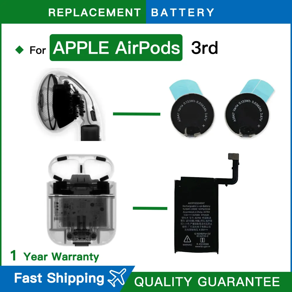 Brand New Replace Battery A2647 For Apple Airpods 3 Air pods 3 A2564 A2565 Airpods 3rd Replacement Batteria Batterij+free tools
Brand New Replace Battery A2647 For Apple Airpods 3 Air pods 3 A2564 A2565 Airpods 3rd Replacement Batteria Batterij+free tools