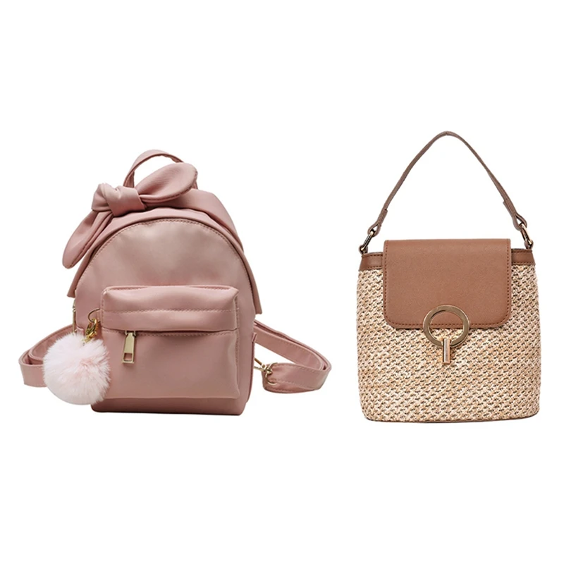 Ins Campus Wind Mini Multi-Use Cute Bag Female Backpack Pink & Women's Small Straw Bucket Bag Straw Bag Brown
Ins Campus Wind Mini Multi-Use Cute Bag Female Backpack Pink & Women's Small Straw Bucket Bag Straw Bag Brown