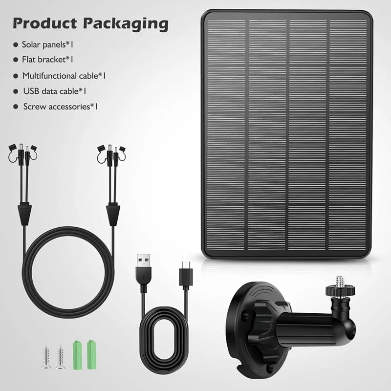 Solar Panel 12V/1A 6V/2A Solar Panel Micro-USB+Type-C Outdoor Solar Cells Charger Solar Panels for Security Camera System
Solar Panel 12V/1A 6V/2A Solar Panel Micro-USB+Type-C Outdoor Solar Cells Charger Solar Panels for Security Camera System