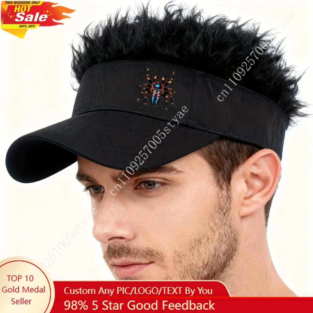 Men's Novelty Realistic Wig Baseball Cap Spider Print Funny Headwear Hip-Hop Trendy Short Messy Hair Duckbill Cap
Men's Novelty Realistic Wig Baseball Cap Spider Print Funny Headwear Hip-Hop Trendy Short Messy Hair Duckbill Cap