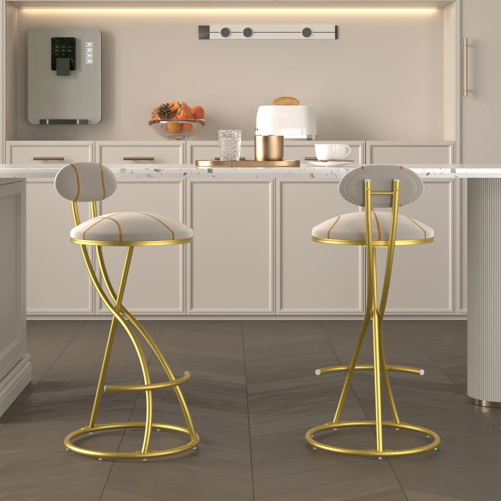 Round Bar Stools S-shaped Stripe Kitchen Stool Set of 2 Modern Velvet Upholstered Counter Chair for Dining Room (Gold & Stripe)
Round Bar Stools S-shaped Stripe Kitchen Stool Set of 2 Modern Velvet Upholstered Counter Chair for Dining Room (Gold & Stripe)