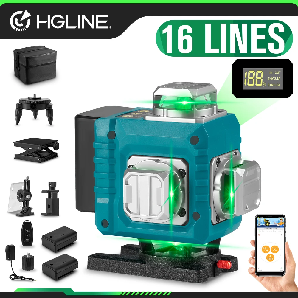 HGLINE 16 Lines Laser Level 1.2M/1.5M Tripod Set 4D 360° Horizontal Vertical Measuring Laser Instrument Inclined Level Tool Kit
HGLINE 16 Lines Laser Level 1.2M/1.5M Tripod Set 4D 360° Horizontal Vertical Measuring Laser Instrument Inclined Level Tool Kit