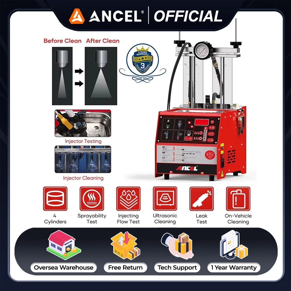 ANCEL AJ400 4-Cylinder 110V 220V Car Fuel Injector Tester Cleaning Machine Heating Cleaning & Tester Ultrasonic Cleaner Tools
ANCEL AJ400 4-Cylinder 110V 220V Car Fuel Injector Tester Cleaning Machine Heating Cleaning & Tester Ultrasonic Cleaner Tools