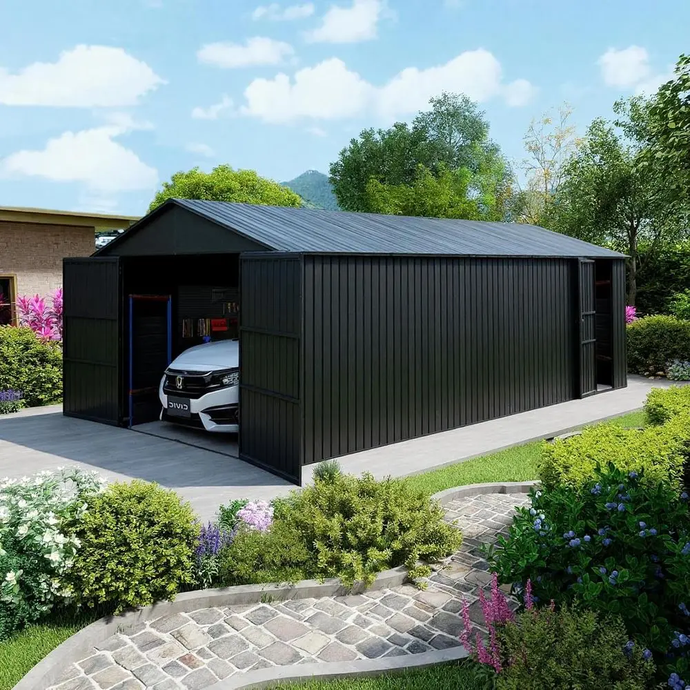 Domi 12'x25' Outdoor Metal Garage Shed, Weatherproo Enclosed Carport with Sidewalls & 2 Lockable Do, Extra Large Backyard Storag
Domi 12'x25' Outdoor Metal Garage Shed, Weatherproo Enclosed Carport with Sidewalls & 2 Lockable Do, Extra Large Backyard Storag