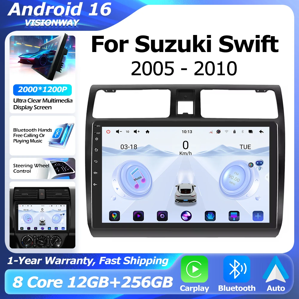 Android 16 Bluetooth For Suzuki Swift 2005-2010 Car Radio Lntelligent Multimedia Player Auto Wireless CarPlay WIFI 4G DSP GPS
Android 16 Bluetooth For Suzuki Swift 2005-2010 Car Radio Lntelligent Multimedia Player Auto Wireless CarPlay WIFI 4G DSP GPS