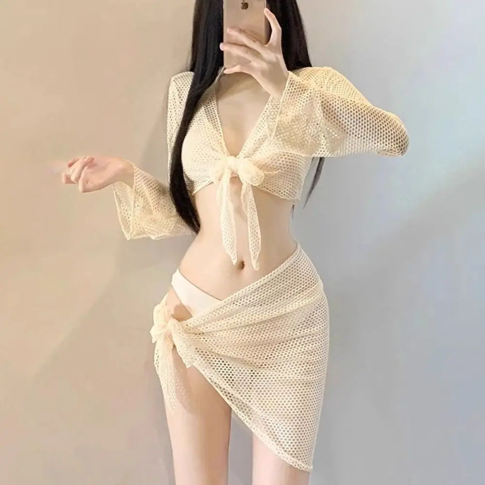 4 Piece Fashion Sexy Womens Swimsuit Hollowed-out Comfy Bikini Set Breathable Long-sleeved Smock Women's Bikini Sets Beach
4 Piece Fashion Sexy Womens Swimsuit Hollowed-out Comfy Bikini Set Breathable Long-sleeved Smock Women's Bikini Sets Beach