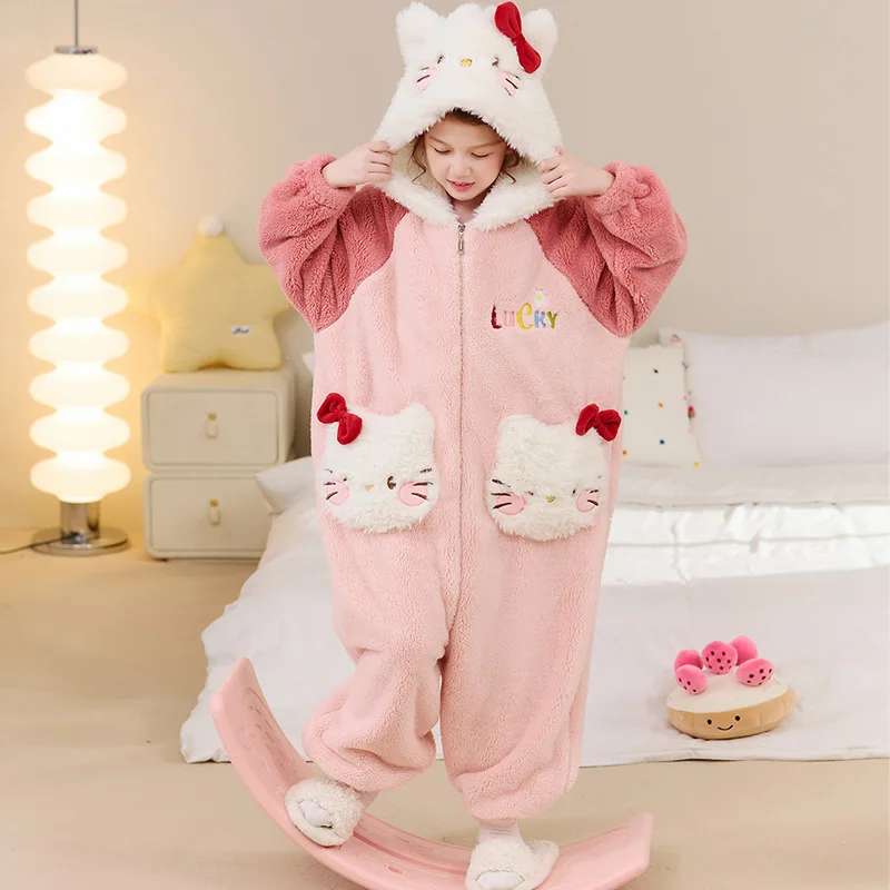 Sanrio Hello Kitty Kuromi My Melody Children's Conjoined Pajamas Autumn and Winter Flannel Keep Warm Cartoon Y2K Kawalii Gift
Sanrio Hello Kitty Kuromi My Melody Children's Conjoined Pajamas Autumn and Winter Flannel Keep Warm Cartoon Y2K Kawalii Gift