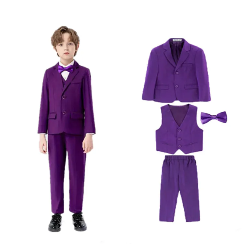 Children Purple 4Pieces/Set Jakcet Vest Pants Bowtie Piano Party Dress Boys Wedding Photograph Suit Kids Performance Costume
Children Purple 4Pieces/Set Jakcet Vest Pants Bowtie Piano Party Dress Boys Wedding Photograph Suit Kids Performance Costume