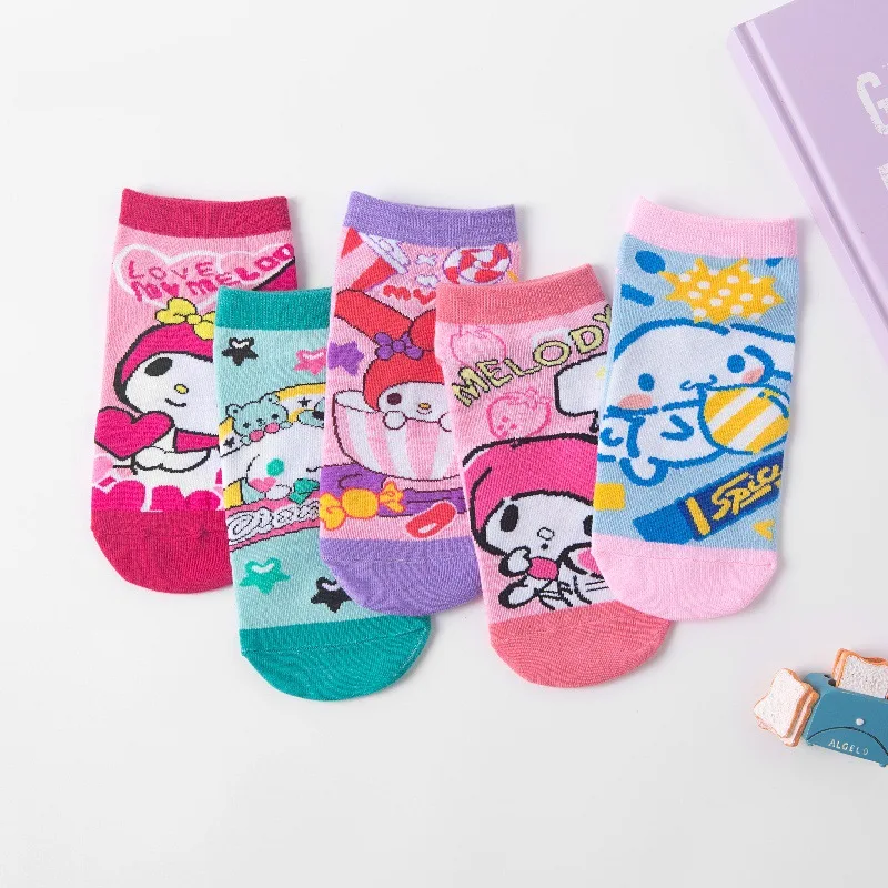 5 pairs of cartoon Sanrio Melody summer casual cute women's socks animal short socks soft cotton socks
5 pairs of cartoon Sanrio Melody summer casual cute women's socks animal short socks soft cotton socks