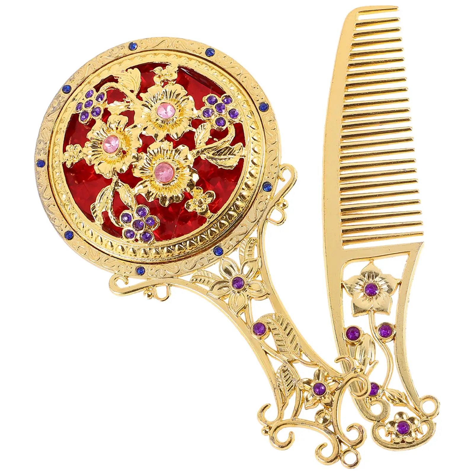 Handle Mirror Comb Set Makeup with Vanity Decorate Portable Alloy Glass Cute Compact
Handle Mirror Comb Set Makeup with Vanity Decorate Portable Alloy Glass Cute Compact