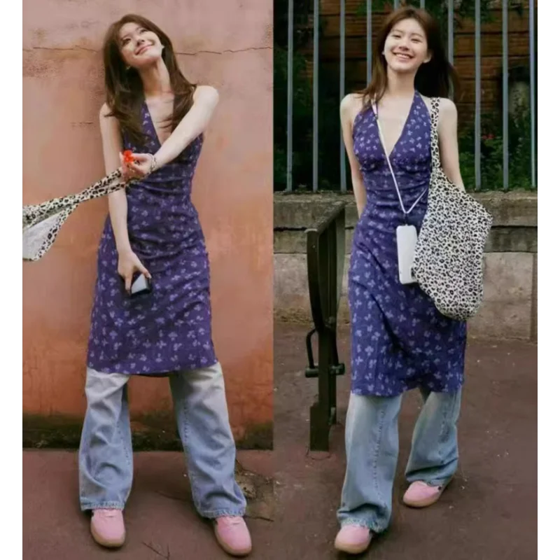 Women Halter Neck Dress Summer V-neck Viscose Printed French Fishtail Literary Retro French Style Comfortable and Casual Ladies
Women Halter Neck Dress Summer V-neck Viscose Printed French Fishtail Literary Retro French Style Comfortable and Casual Ladies