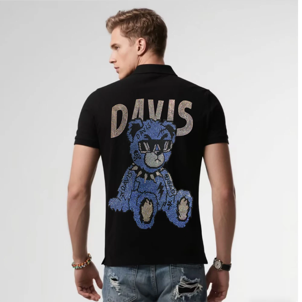 Men's Bear Rhinestones Polo T-shirt Luxury Brand Designer Style Handsome Man Lapel Short Sleeve Tees High Quality Clothing
Men's Bear Rhinestones Polo T-shirt Luxury Brand Designer Style Handsome Man Lapel Short Sleeve Tees High Quality Clothing