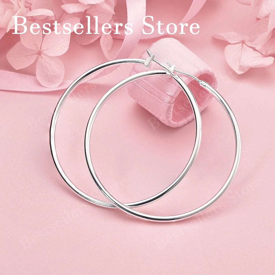 925 Sterling Silver 50mm Simple Shiny Plain Hoop Round Earrings for Women Fashion Party Favors Jewelry Wedding Accessories
925 Sterling Silver 50mm Simple Shiny Plain Hoop Round Earrings for Women Fashion Party Favors Jewelry Wedding Accessories