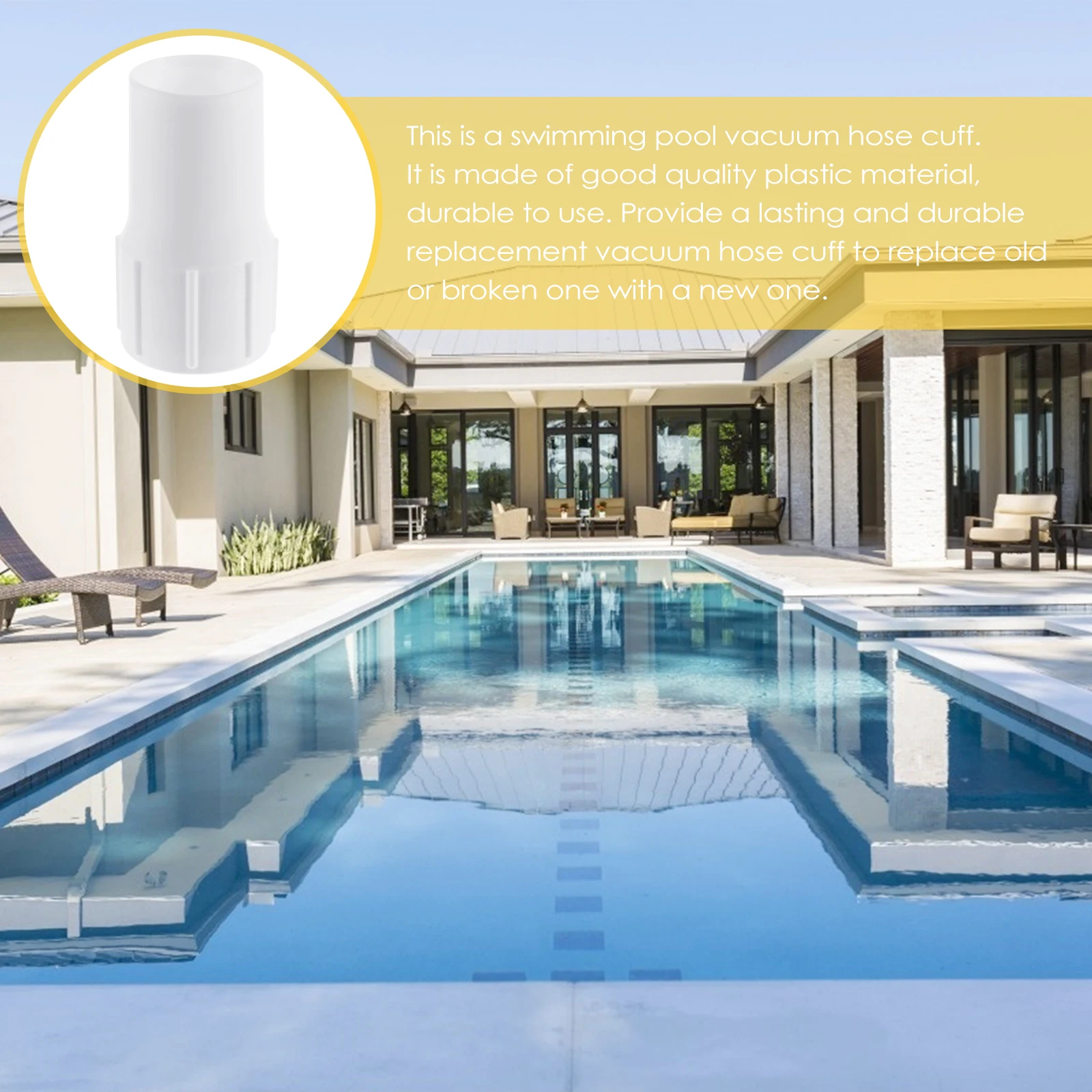 2 PCS Swimming Pool Sewage Interface Cuff for Vacuum Hose Skimmer Inlet Connector Head End Clean
2 PCS Swimming Pool Sewage Interface Cuff for Vacuum Hose Skimmer Inlet Connector Head End Clean