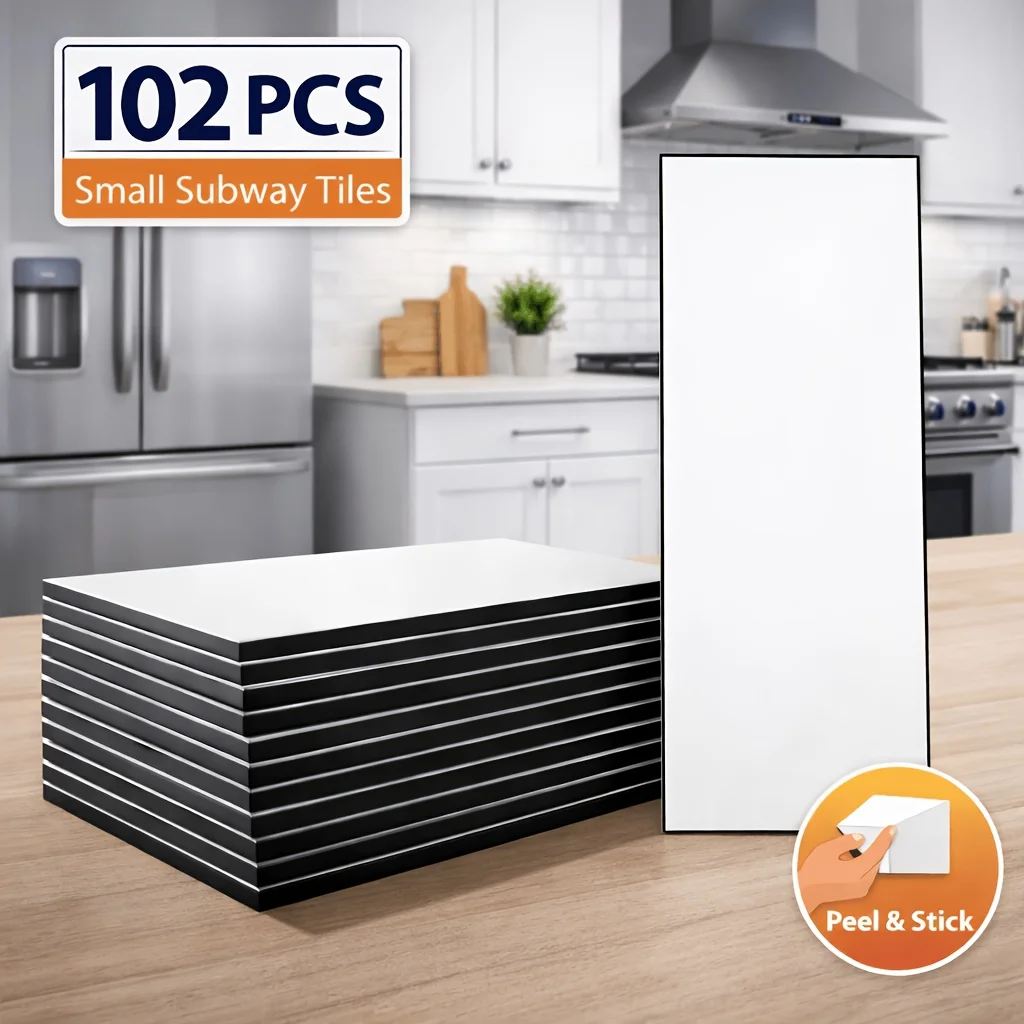 Peel And Stick Wall Tile For Kitchen Backsplash & Bathroom, 3D Wall Panels, 3" × 6" Glossy White Subway Tile, Self-Adhesive, Waterproof (102pcs)
Peel And Stick Wall Tile For Kitchen Backsplash & Bathroom, 3D Wall Panels, 3" × 6" Glossy White Subway Tile, Self-Adhesive, Waterproof (102pcs)
