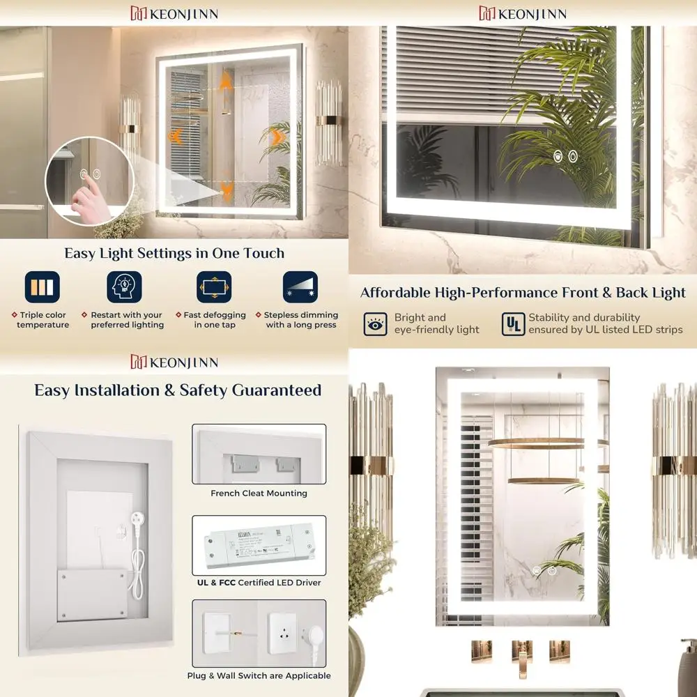 Зеркало для макияжа с подсветкой, 16x24 дюйма, 3-цветная LED-подсветка, защита от запотевания, закаленное стекло HD, сертифицировано UL
Зеркало для макияжа с подсветкой, 16x24 дюйма, 3-цветная LED-подсветка, защита от запотевания, закаленное стекло HD, сертифицировано UL