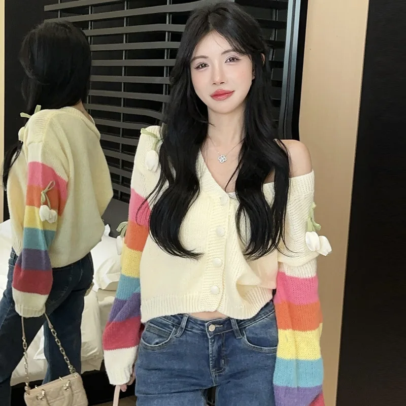 Sweet Color Block Loose Knitted Open Cardigan Short Top for Small Figures Cross-Border Fashion Spring 2026 Polyester Fiber
Sweet Color Block Loose Knitted Open Cardigan Short Top for Small Figures Cross-Border Fashion Spring 2026 Polyester Fiber