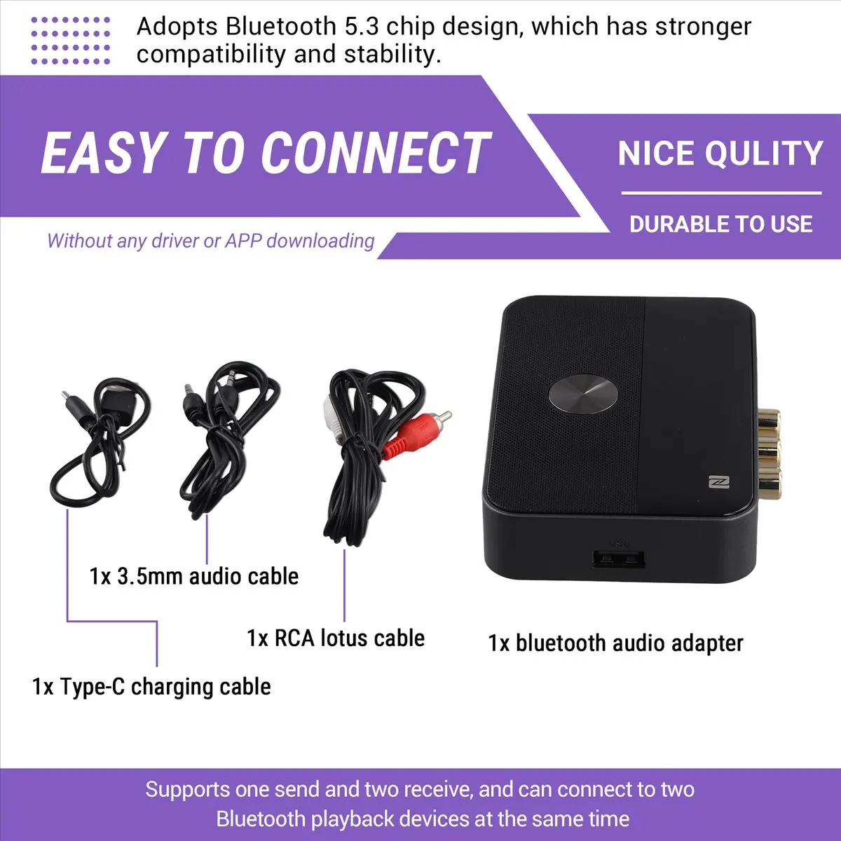 A23G 2 in 1NFC Bluetooth 5.3 Receiver and Transmitter 3.5mm Aux Coaxial Optical Digital to Analog Audio Adapter
A23G 2 in 1NFC Bluetooth 5.3 Receiver and Transmitter 3.5mm Aux Coaxial Optical Digital to Analog Audio Adapter