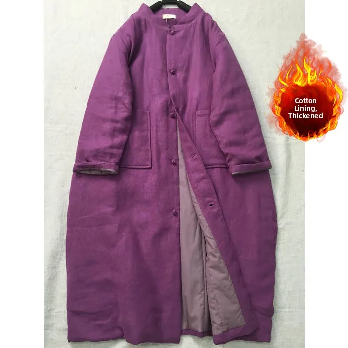 Retro Waed Linen Cotton Thiened Jaet Large Size Winter Casual Double ket Mid-Length Cotton Coat for Women
Retro Waed Linen Cotton Thiened Jaet Large Size Winter Casual Double ket Mid-Length Cotton Coat for Women