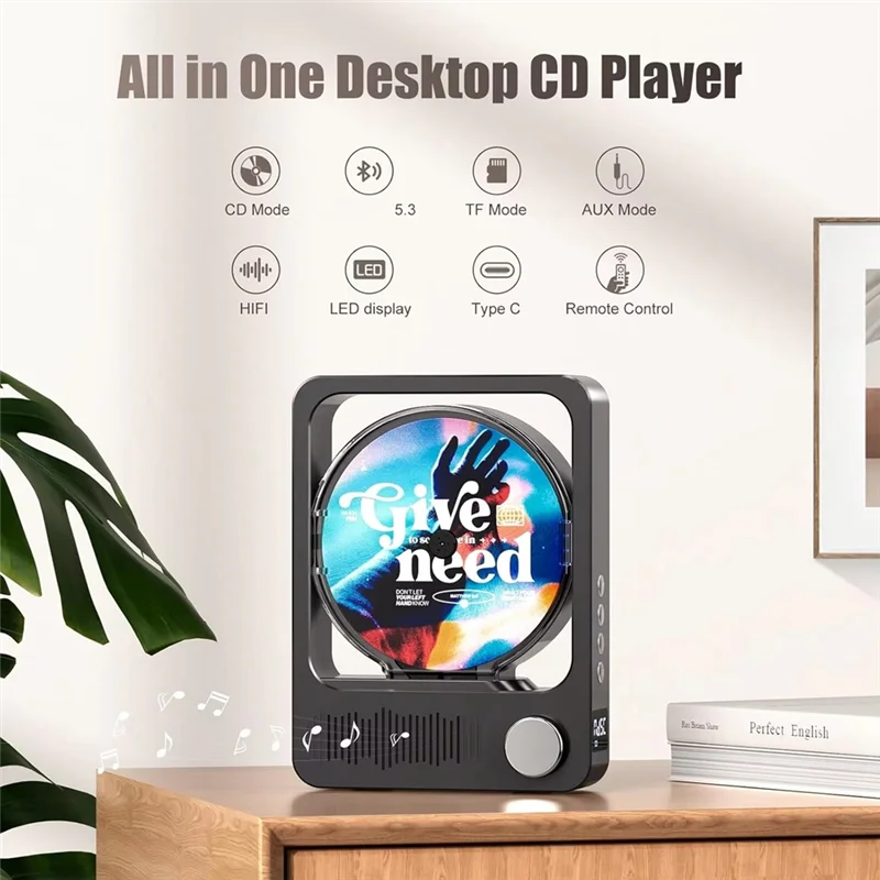 B37B-Desktop CD Player Bluetooth 5.3 CD Player Speaker Hifi Stereo Sound Player With Remote Control And LED Display
B37B-Desktop CD Player Bluetooth 5.3 CD Player Speaker Hifi Stereo Sound Player With Remote Control And LED Display