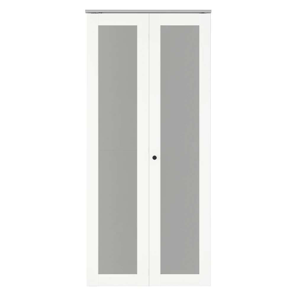 30 in. x 80 in. Full Lite Frosted Glass White MDF Bi-Fold Door with Hardware Kit and Door Handle
30 in. x 80 in. Full Lite Frosted Glass White MDF Bi-Fold Door with Hardware Kit and Door Handle